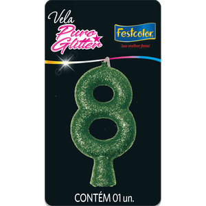 VELA PURO GLITTER VERDE N° 8